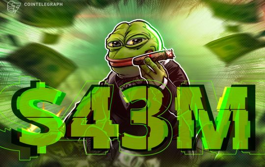 Crypto trader turns $2K PEPE into $43M, sells for $10M profit