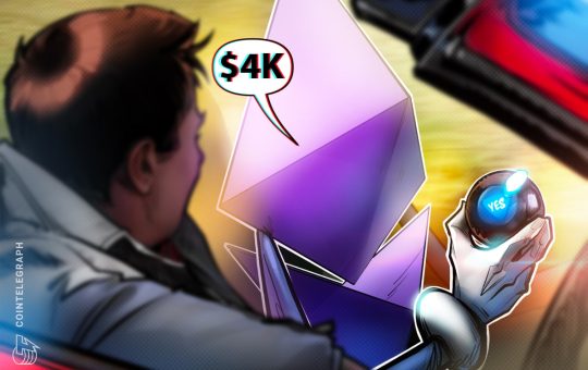 Ethereum price chart targets $4K as transaction fees hit 3-month high