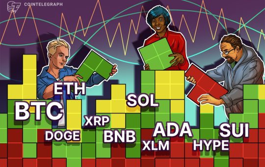 Price predictions 8/8: BTC, ETH, XRP, BNB, SOL, DOGE, ADA, HYPE, XLM, SUI