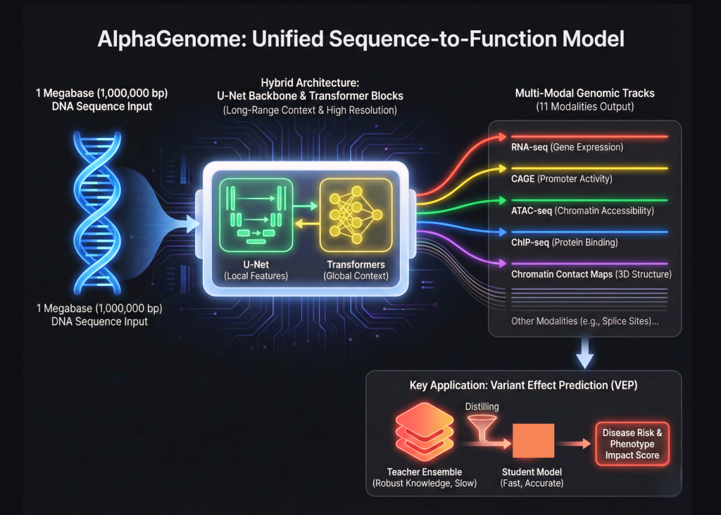 Google DeepMind Unveils AlphaGenome: A Unified Sequence-to-Function Model Using Hybrid Transformers and U-Nets to Decode the Human Genome