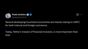 Tether CEO Says USDT Drives Trade Across Emerging Markets