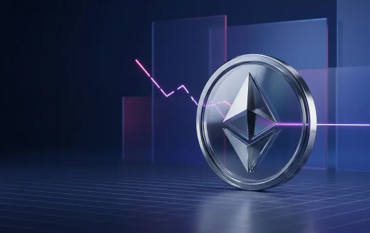 Abstract cryptocurrency coin stabilizing after a sharp market decline amid regulatory and interest-rate pressure