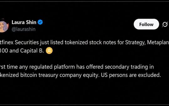 Bitfinex Puts Strategy, Metaplanet Stock Onchain in Tokenized First