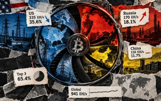 3 countries control 66% of Bitcoin mining, but 1 rival is gaining
